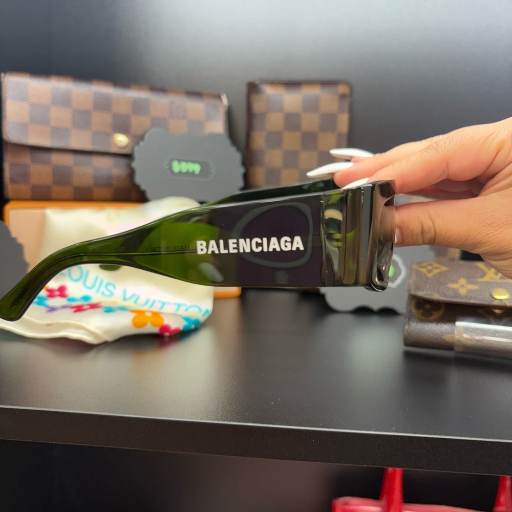 Balenciaga Black and Green Sunglasses - Picture 3 of 4